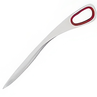 Letter Knife with Curved Blade - Red Plastic Handle