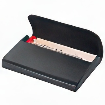 Case for business-cards black, made with leather