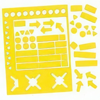 Różne symbole magnetyczne - żółte 10 mm - 70 sztuk