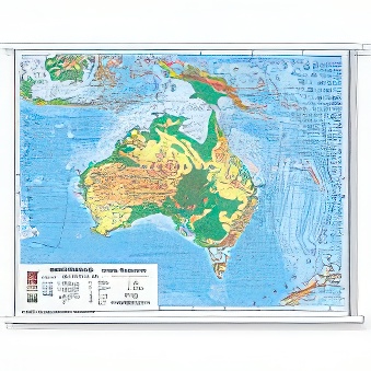 AUSTRALIA - two-sided map physical and political 140 x 100 cm