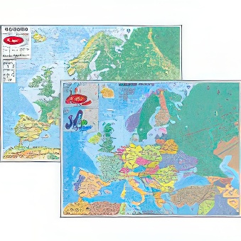 EUROPE - two-sided map physical and political 41 x 53 cm