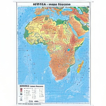 AFRICA - two-sided map physical and political 42 x 40 cm