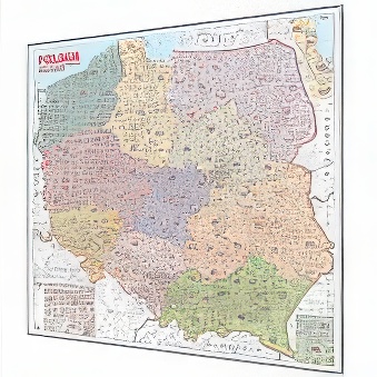 POLAND magnetic map with postcodes 120 x 110 cm
