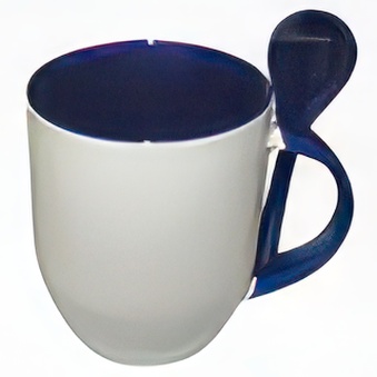 Dark blue mug with spoon for sublimation printout