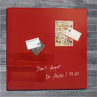 Glass magnetic board red Artverum 48 x 48 cm