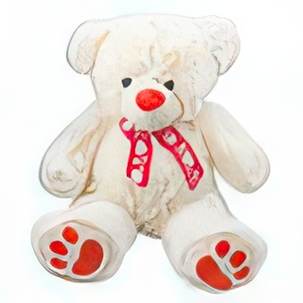 Teddy bear with bow in hearts for printing