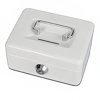 Cash box 12,5 x 9,5 x 6 cm with coin slot white