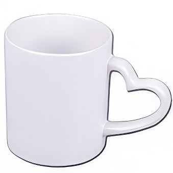 Kubek do sublimacji z uchwytem w kształcie serca - karton, biały, 330 ml