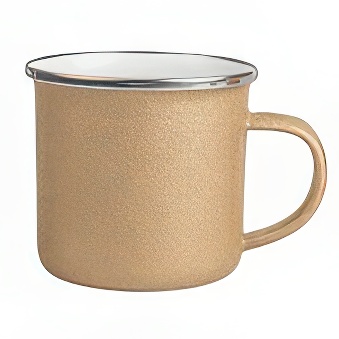 Emaliowany stalowy brokatowy kubek do sublimacji - srebrny rant, złoty, 300 ml