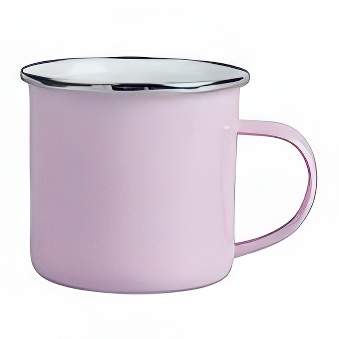 Emaliowany stalowy kubek do sublimacji - srebrny rant, jasnoróżowy, 300 ml