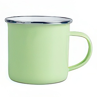 Emaliowany stalowy kubek do sublimacji - srebrny rant, jasnozielony, 300 ml