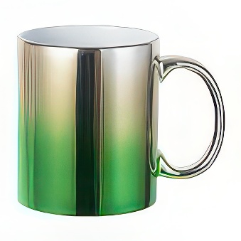 Metaliczny kubek do sublimacji i graweru laserowego, srebrno-zielony, 330 ml