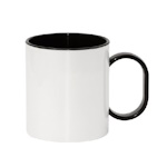 Plastic unbreakable mug for sublimation overprint with a colorful inside and handle