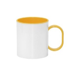 Plastic unbreakable mug for sublimation overprint with a colorful inside and handle