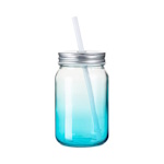 Clear Gradient Glass Mason Jar with Straw for Sublimation and Engraving