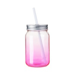 Clear Gradient Glass Mason Jar with Straw for Sublimation and Engraving