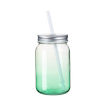 Clear Gradient Glass Mason Jar with Straw for Sublimation and Engraving