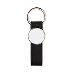 Round keychain with an elongated eco-leather pad for printing