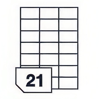 Etykiety samoprzylepne papierowe do wszystkich rodzajów drukarek - 21 etykiet na arkuszu, wymiary etykiety - 70 x 42,4 mm