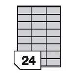 Self-adhesive polyester film labels for laser printers and copiers - 24 labels on a sheet