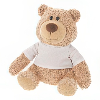 Pluszowy miś beżowy z białą koszulką do nadruku DTF, 20 cm