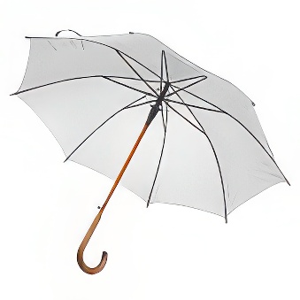 Parasol z drewnianą rączką do nadruk biały