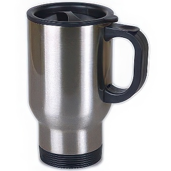 Kubek termiczny metalowy do grawerowania sublimacji z uchwytem - srebrny, 14,5 cm, 410 ml