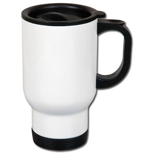 Metalowy kubek termiczny do sublimacji z uchwytem - biały, biały, 14,5 cm, 410 ml