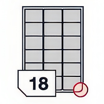 Etykiety foliowe samoprzylepne białe (zaokrąglone rogi) do drukarek laserowych i kopiarek - 18 etykiet na arkuszu