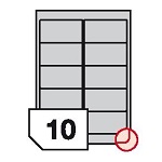 Samoprzylepne etykiety foliowe poliestrowe zaokrąglone rogi do drukarek laserowych i kopiarek - 10 etykiet na arkuszu