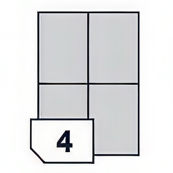 Etykiety foliowe samoprzylepne metalizowane do drukarek laserowych i kopiarek - 4 etykiety na arkuszu