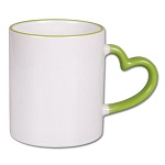 Sublimation mug with colour heart shape handle