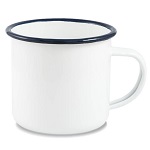 Enamel steel mug for sublimation - white with a navy blue rim