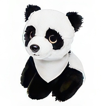 Pluszowa panda z białą chustą do nadruku foliami flex i flock, 14 cm