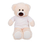 Beige teddy bear with T-shirt suitable for sublimation