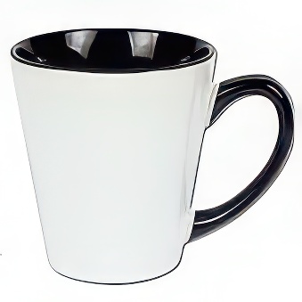 Kubek do sublimacji latte - kolorowe wnętrze i uchwyt, czarny