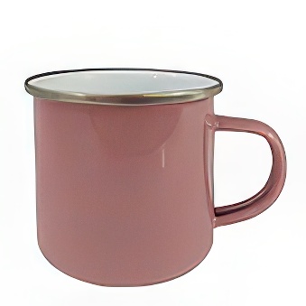 Emaliowany stalowy kubek do sublimacji - srebrny rant, różowy, 300 ml