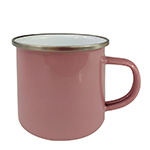 Enamel steel mug for sublimation - dirty pink with a silver rim