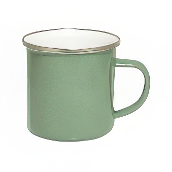 Emaliowany stalowy kubek do sublimacji - srebrny, rant zielony 300 ml