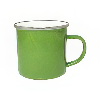 Emaliowany stalowy brokatowy kubek do sublimacji - srebrny rant, zielony, 300 ml