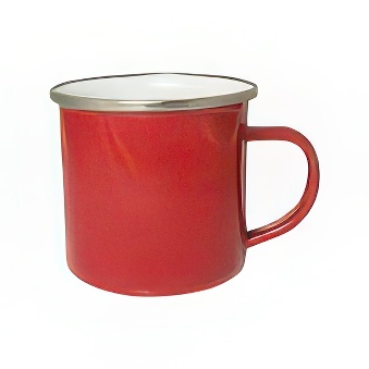 Emaliowany stalowy kubek do sublimacji - srebrny rant, czerwony, 300 ml