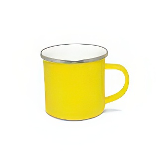 Emaliowany stalowy kubek do sublimacji - srebrny rant, żółty, 300 ml
