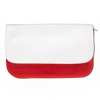 Kosmetyczka z białą klapką do sublimacji czerwon- biała 14x21 cm