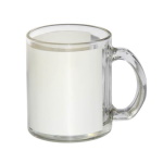 Transparent glass mug with white field for sublimation