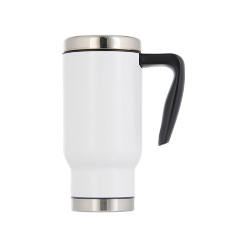 Metalowy kubek termiczny do sublimacji z uchwytem - biały, biały, 18 cm, 480 ml