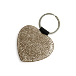 Heart-shaped glitter eco-leather keychain for printing - 5 pcs