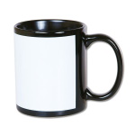 Black mug with white field for sublimation