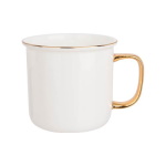 Kubek porcelanowy w stylu retro do sublimacji - biały ze złotym rantem