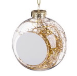 Transparent christmas bauble for sublimation - gold threads inside