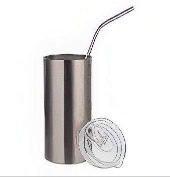 Kubek typu tumbler ze słomką do sublimacji i graweru srebrny, 480 ml